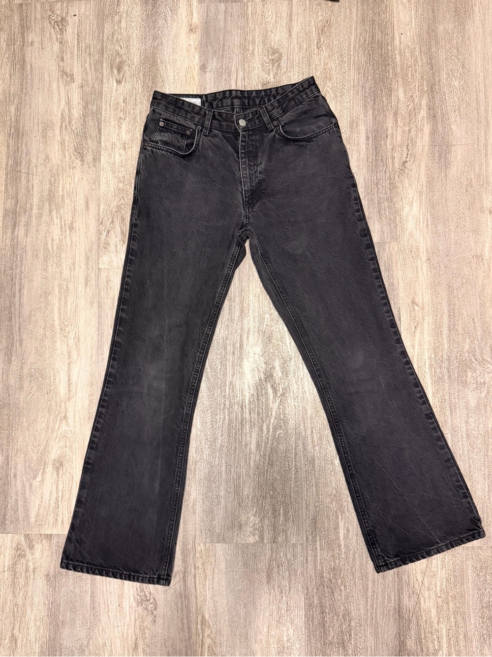 Zara High-Waisted Black Washed Flared Jeans
